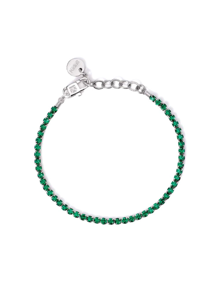BRACCIALE DONNA TENNIS IN ACCIAIO CON CRISTALLI VERDI KIDULT