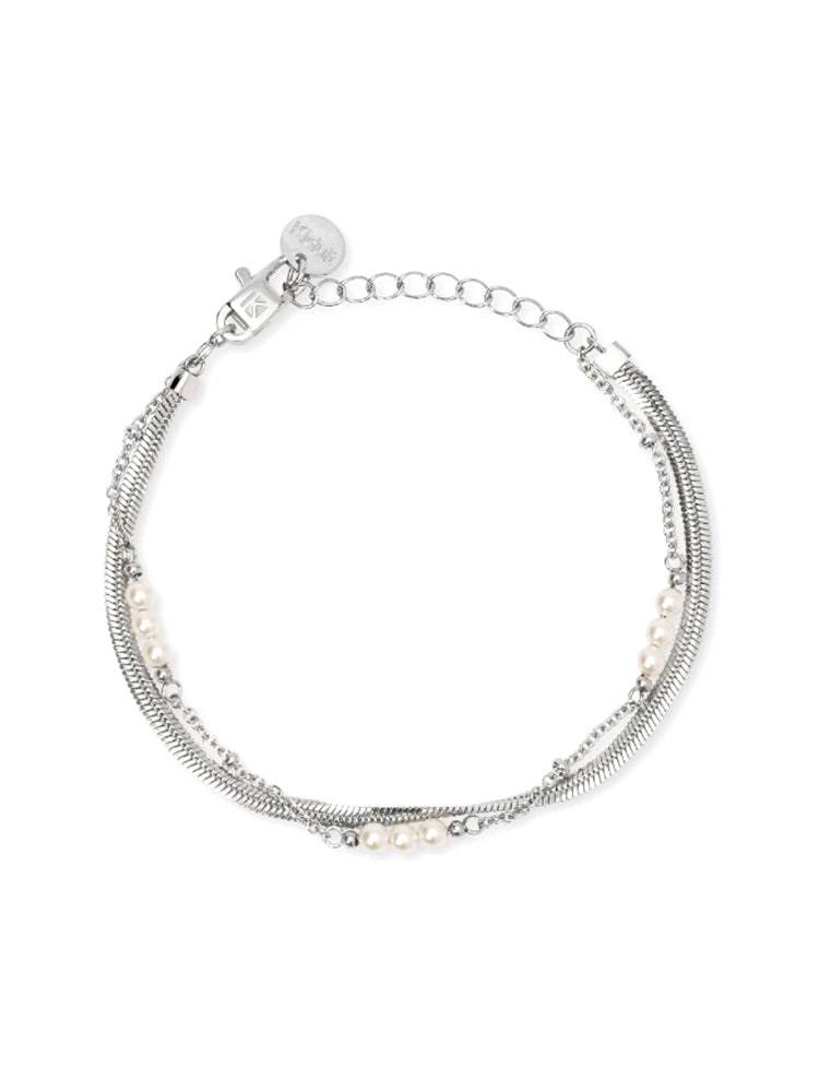 BRACCIALE DONNA MULTIFILO IN ACCIAIO CON PERLE KIDULT
