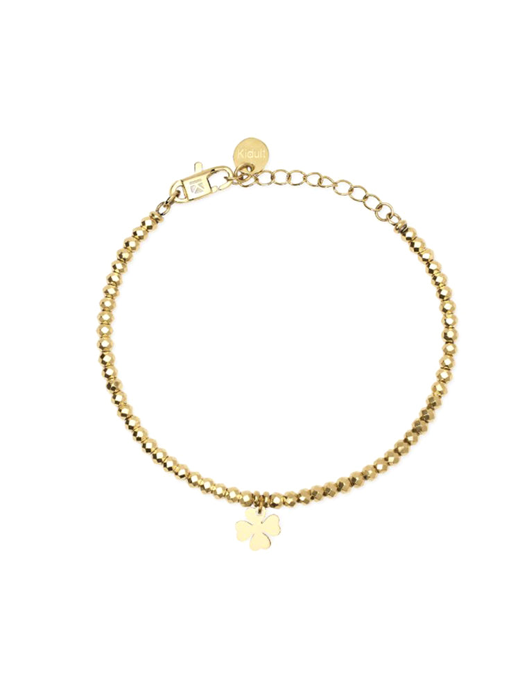 BRACCIALE DONNA DORATO CON CIONDOLO QUADRIFOGLIO KIDULT