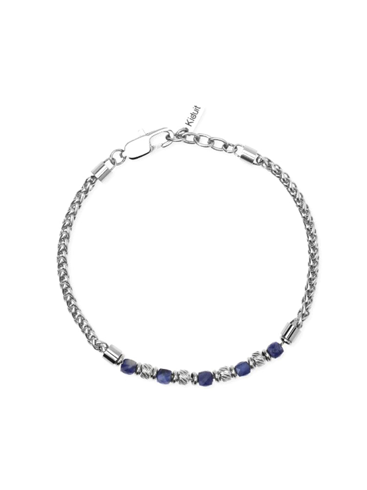 BRACCIALE UOMO IN ACCIAIO CON SFERE SFACCETTATE IN SODALITE BLU KIDULT