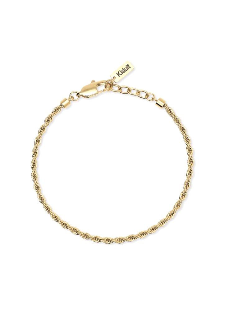 BRACCIALE UOMO IN ACCIAIO DORATO CON CATENA CORDA KIDULT