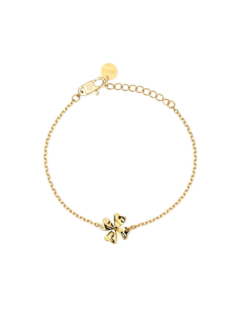 BRACCIALE DONNA DORATO CON QUADRIFOGLIO MARTELLATO KIDULT