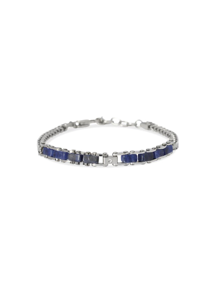 BRACCIALE UOMO IN ACCIAIO CON CATENA FRANCO E SODALITE BLU KIDULT