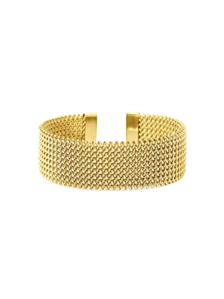 BRACCIALE DONNA RIGIDO IN ACCIAIO DORATO CON CATENA A MAGLIA KIDULT