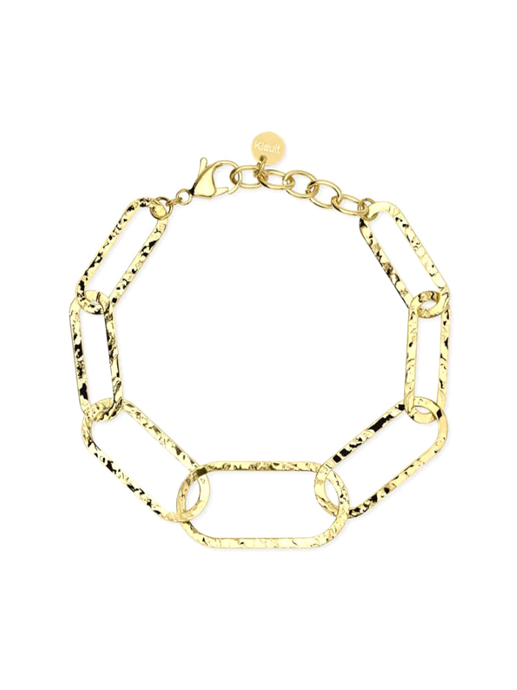 BRACCIALE DONNA DORATO CON MAGLIE MARTELLATE KIDULT