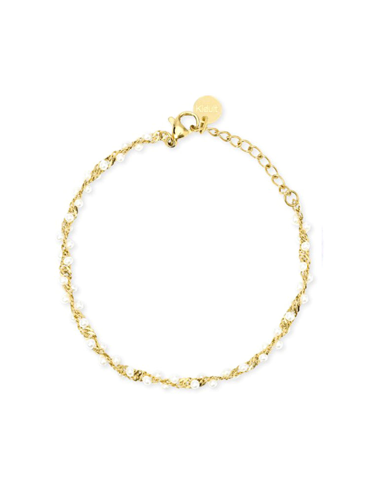 BRACCIALE DONNA DORATO INTRECCIATO CON PERLINE KIDULT