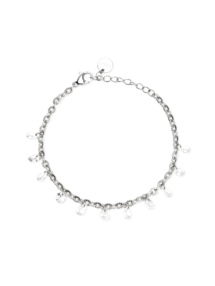 BRACCIALE DONNA A CATENA CON CRISTALLI BIANCHI PENDENTI KIDULT