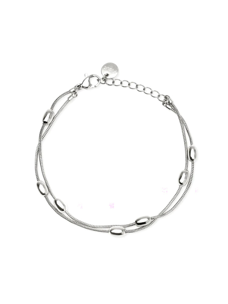 BRACCIALE DONNA IN ACCIAIO CON CATENE SNAKE ED ELEMENTI OVALI KIDULT