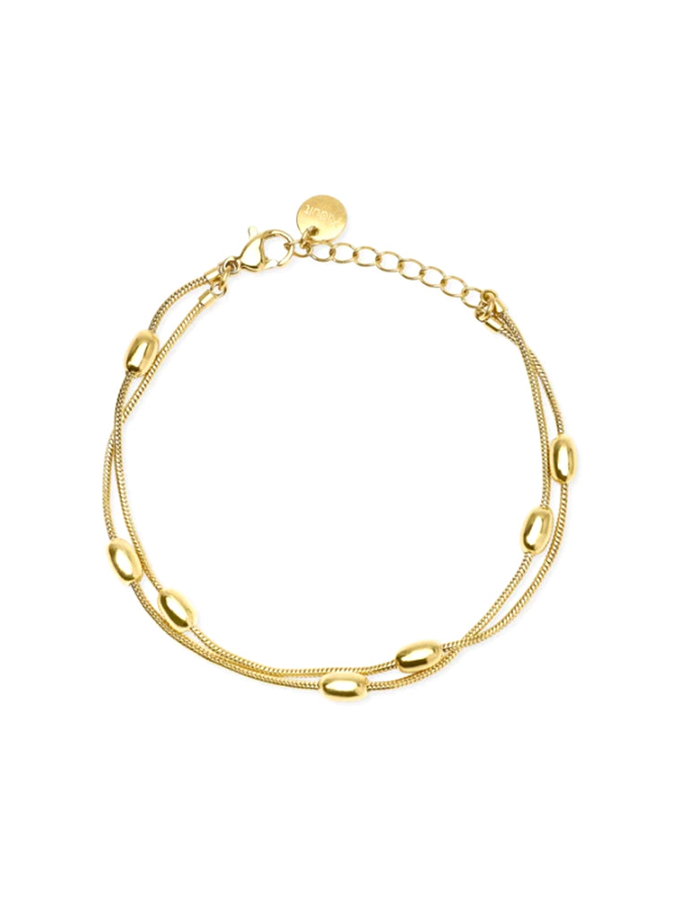 BRACCIALE DONNA IN ACCIAIO DORATO CON CATENE SNAKE ED ELEMENTI OVALI KIDULT