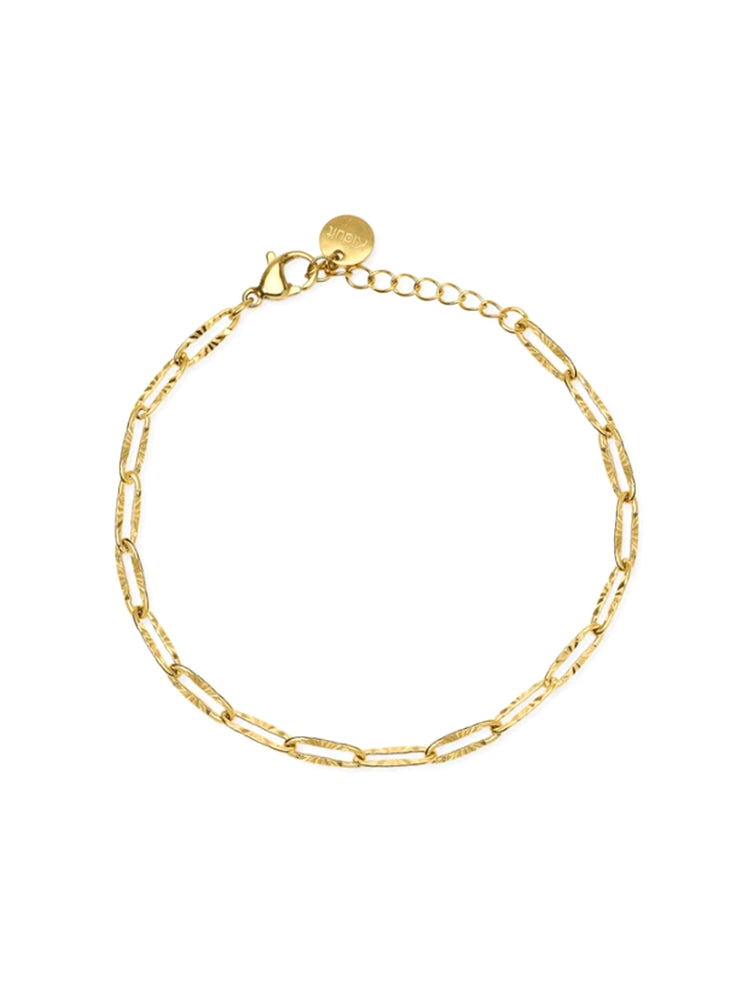 BRACCIALE DONNA A CATENA MARTELLATA IN ACCIAIO DORATO KIDULT