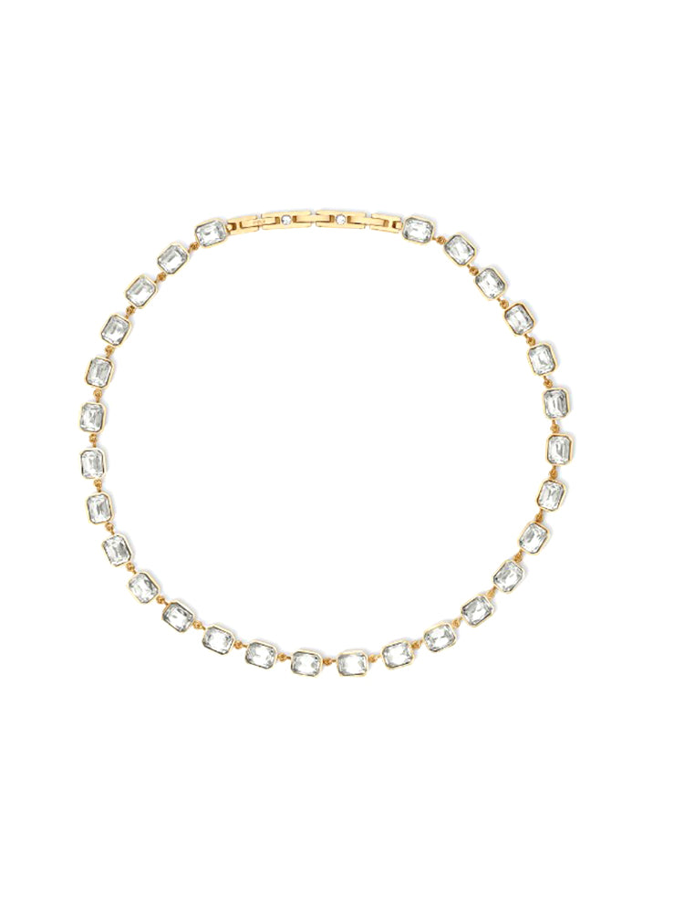 COLLANA DONNA DORATA GIROCOLLO CON CRISTALLI BIANCHI RETTANGOLARI KIDULT