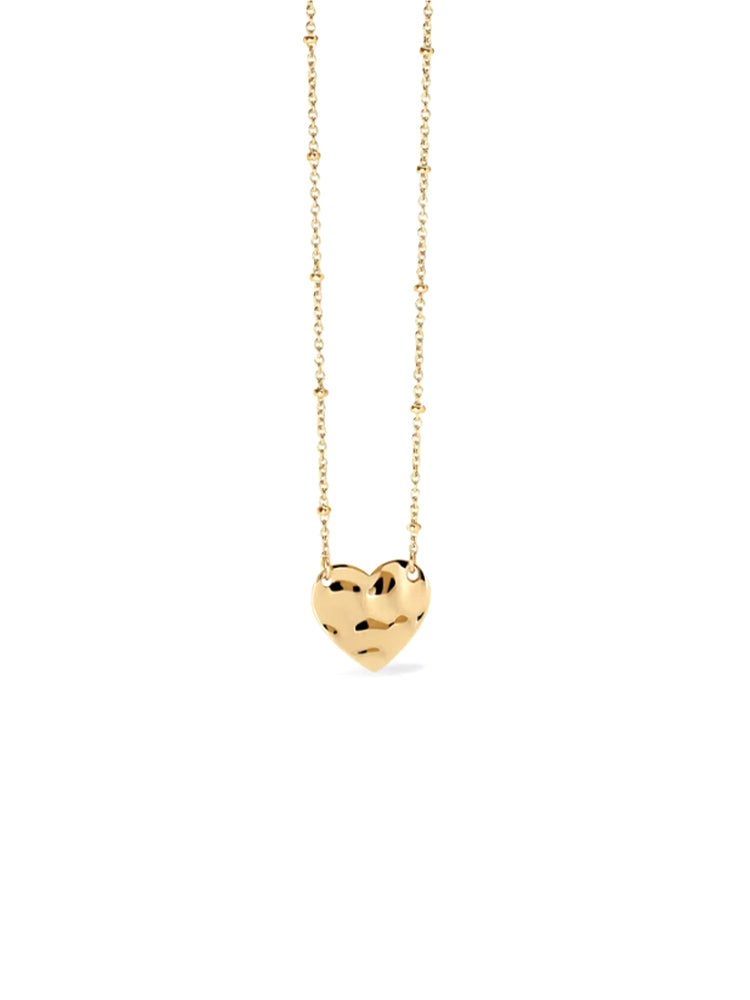 COLLANA DONNA CON CUORE EFFETTO MARTELLATO DORATO KIDULT