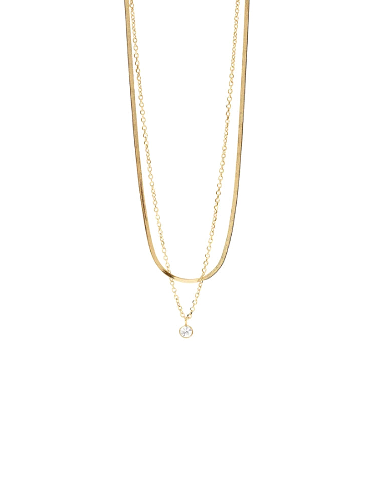 COLLANA DONNA DORATA CON CATENE E CRISTALLO KIDULT