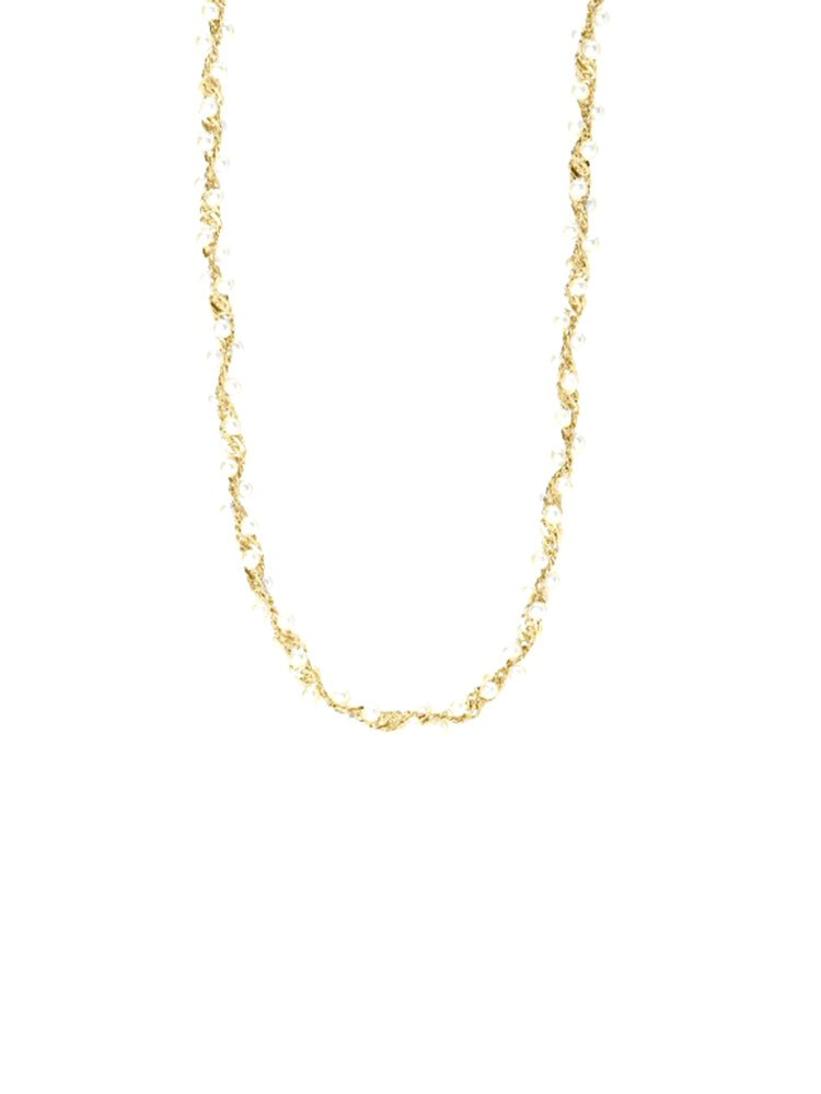 COLLANA DONNA IN ACCIAIO DORATO CON PERLINE KIDULT
