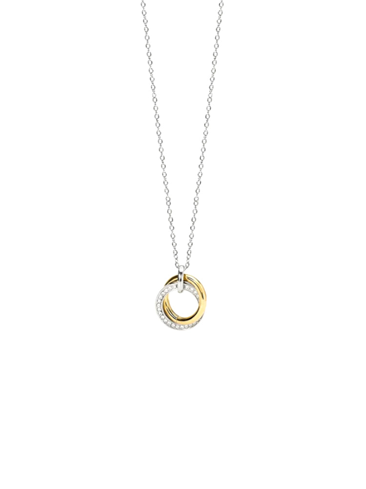 COLLANA DONNA IN ACCIAIO CON CERCHI BICOLORI PENDENTI KIDULT