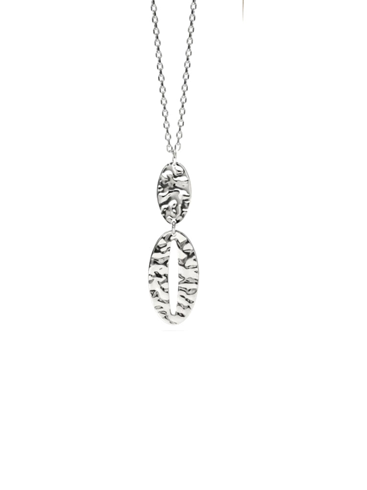 COLLANA DONNA IN ACCIAIO CON PENDENTE CON ELEMENTI OVALI MARTELLATI KIDULT