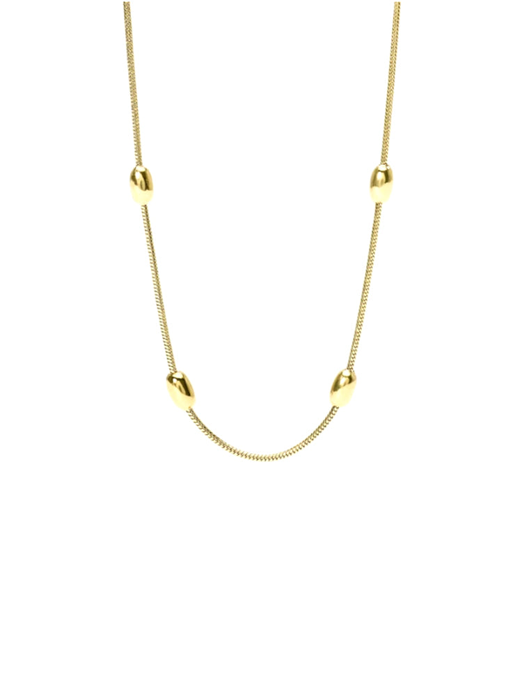 COLLANA DONNA LUNGA DORATA IN MAGLIA SNAKE ED ELEMENTI OVALI KIDULT