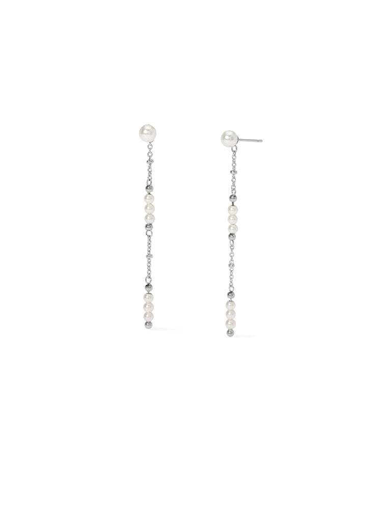 ORECCHINI DONNA PENDEWNTI LUNGHI IN ACCIAIO CON PERLINE KIDULT