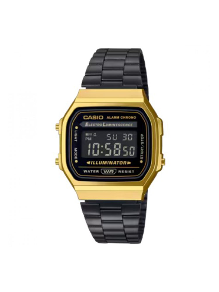 OROLOGIO UOMO DIGITALE IN ACCIAO NERO E CASSA DORATA VINTAGE COLLECTION CASIO