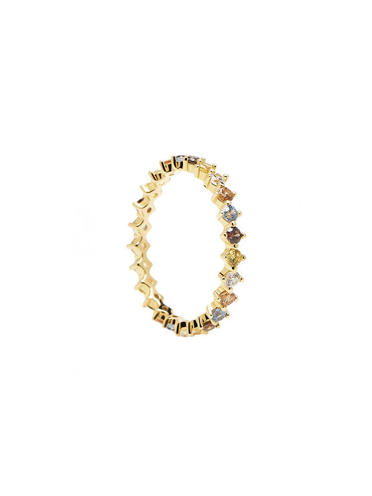 ANELLO DONNA GIRODITO SAGE IN ARGENTO PACCATO ORO CON ZIRCONI MULTICOLOR MISURA 16 PDPAOLA