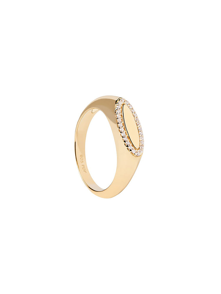 ANELLO DONNA CHEVALIER LACE PERSONALIZZABILE IN PLACCATO ORO E ZIRCONI BIANCHI PDPAOLA