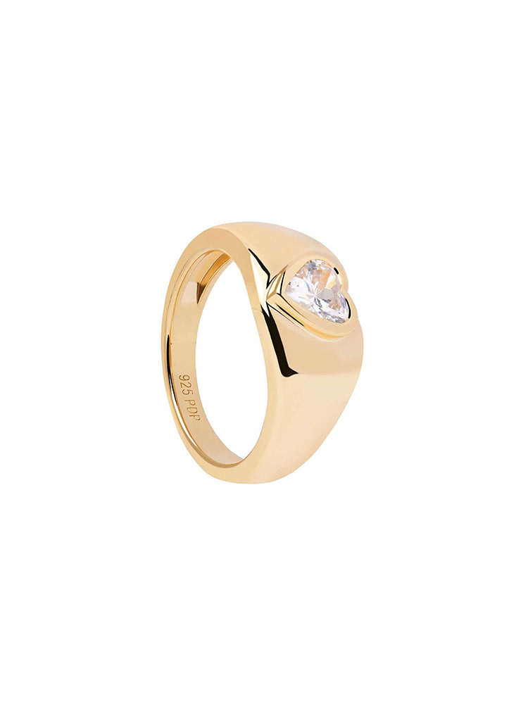 ANELLO DONNA BRIGHT HEART IN ARGENTO PLACCATO ORO CON ZIRCONE A FORMA CUORE PDPAOLA