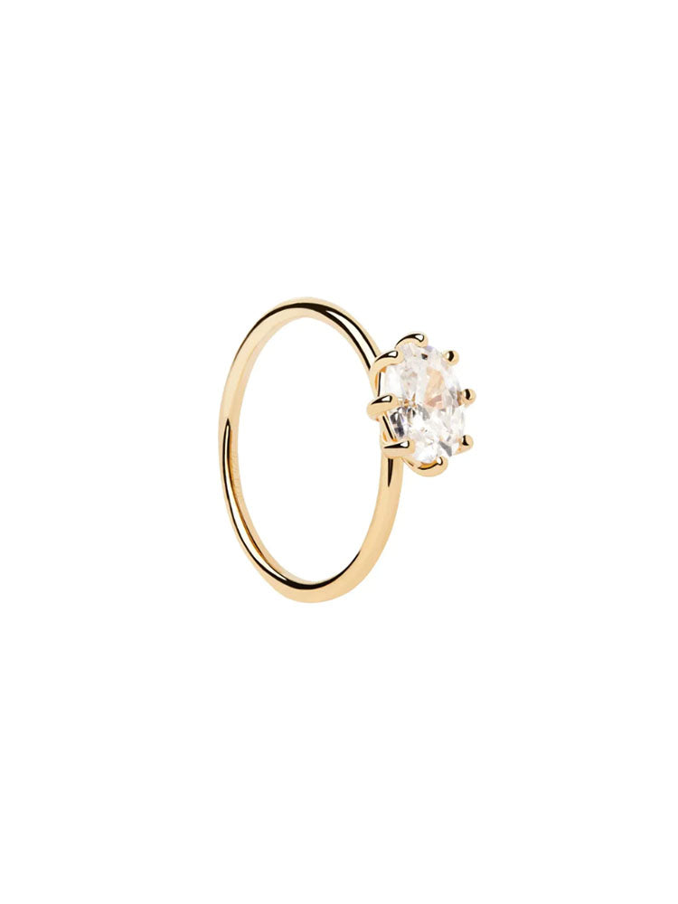 ANELLO DONNA ESSENTIAL KIM SOLITARIO IN ARGENTO DORATO E ZIRCONE OVALE MIS 10 PDPAOLA