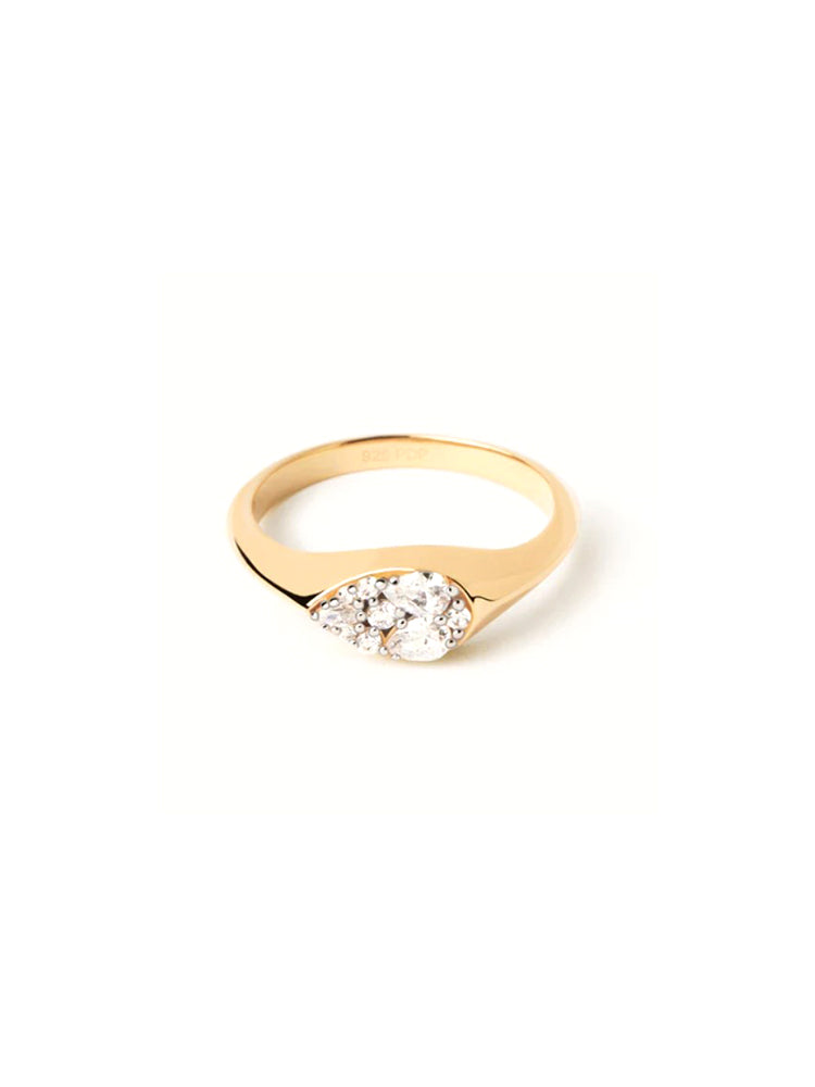 ANELLO DONNA A FANTASIA PLACCATO IN ORO VANILLA CON ZIRCONI BIANCHI PDPAOLA