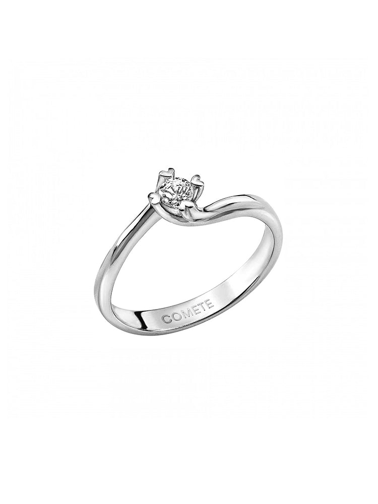 ANELLO DONNA SOLITARIO IN ORO BIANCO E DIAMANTI COMETE GIOIELLI