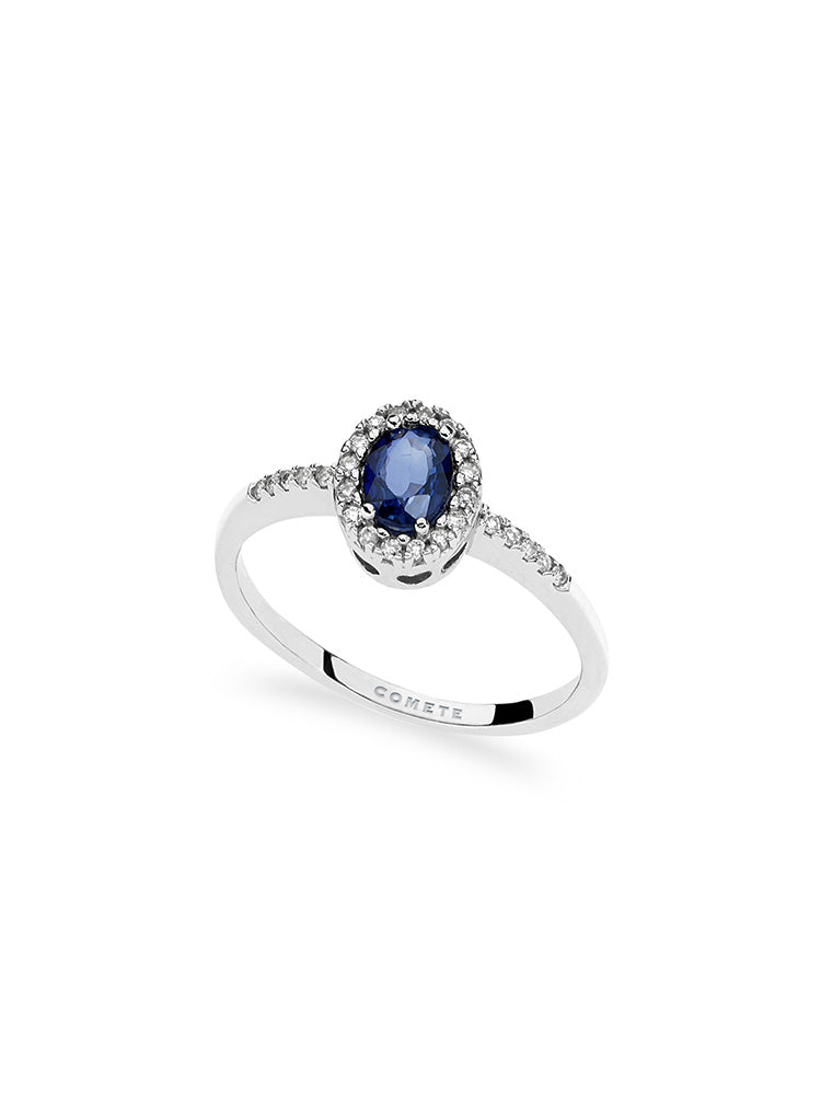 ANELLO DONNA IN ORO BIANCO CON ZAFFIRI COMETE GIOIELLI
