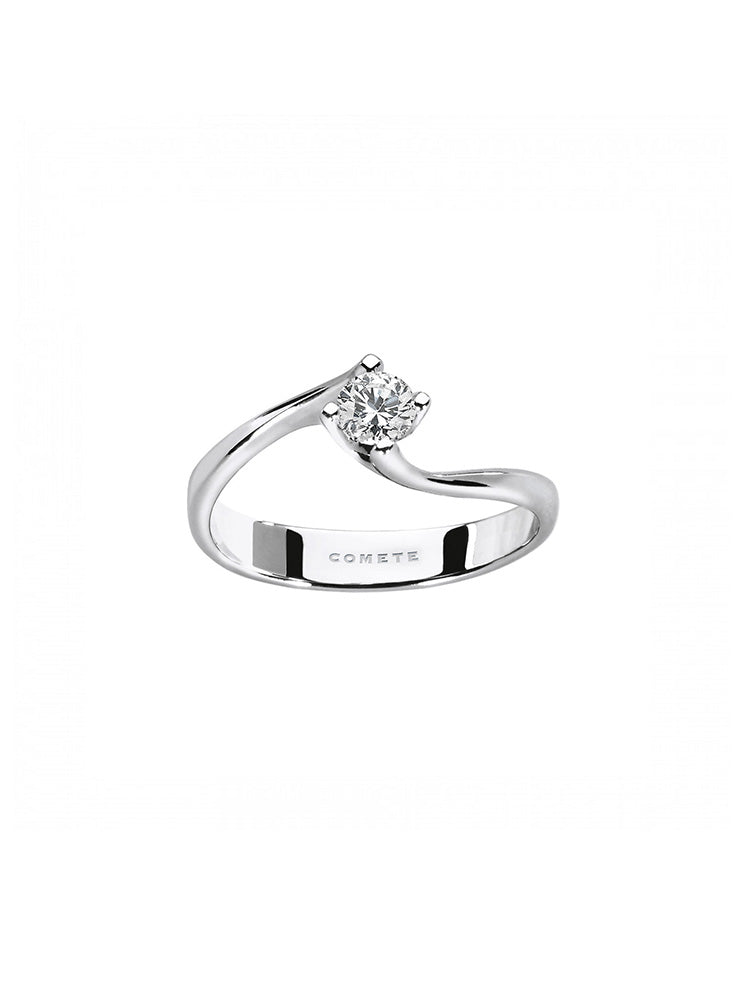 ANELLO DONNA SOLITARIO IN ORO BIANCO E DIAMANTI COMETE GIOIELLI