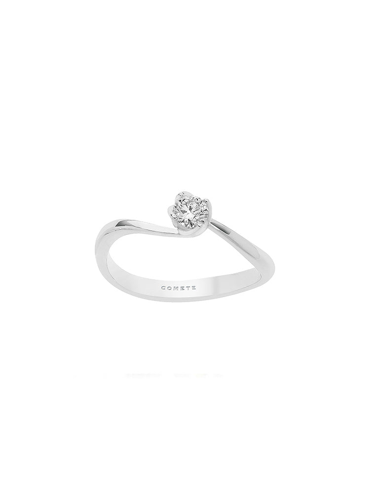 ANELLO DONNA SOLITARIO IN ORO BIANCO E DIAMANTI COMETE GIOIELLI