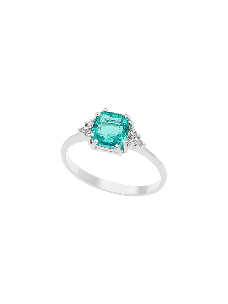 ANELLO DONNA IN ORO BIANCO DIAMANTI E SMERALDO RICRISTALLIZZATO COMETE GIOIELLI