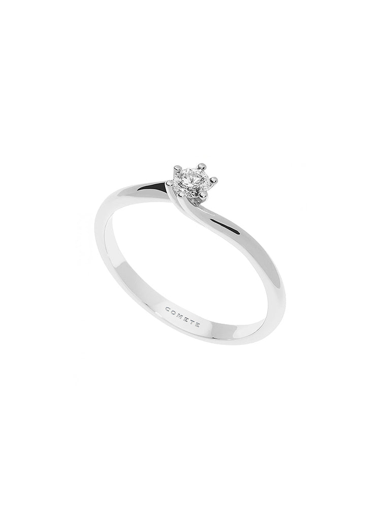 ANELLO DONNA SOLITARIO IN ORO BIANCO E DIAMANTI COMETE GIOIELLI