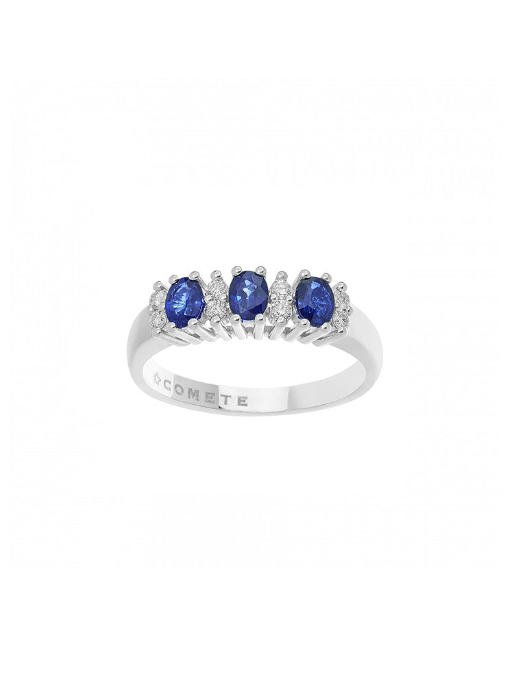 ANELLO DONNA DUCHESSA, IN ORO BIANCO, PIETRE ZAFFIRO E DIAMANTI COMETE GIOIELLI