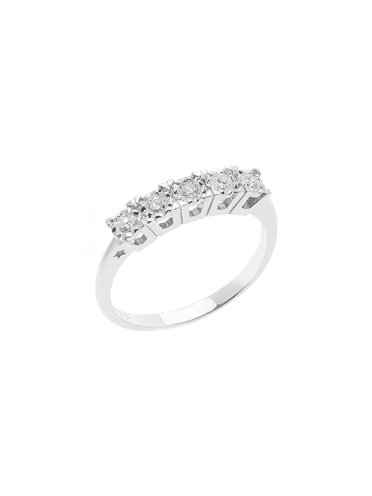 ANELLO DONNA VERETTA IN ORO BIANCO IN CINQUE PIETRE COMETE GIOIELLI