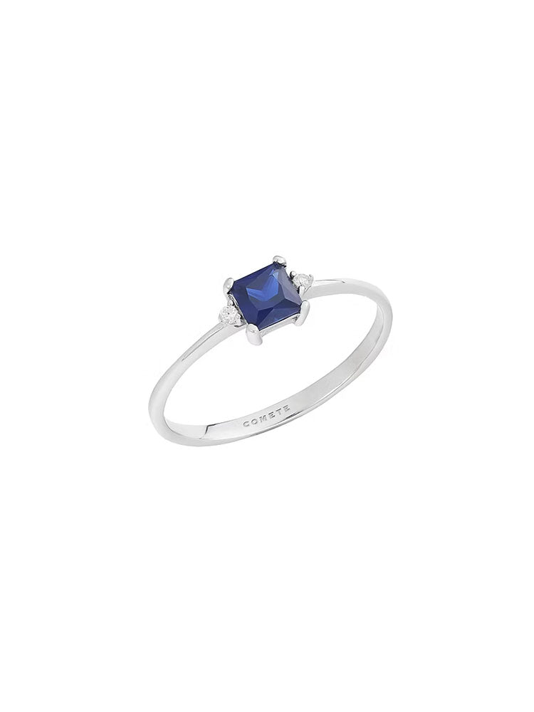 ANELLO DONNA IN ORO BIANCO CON ZAFFIRO RICRISTALIZZATO E DIAMANTI COMETE GIOIELLI