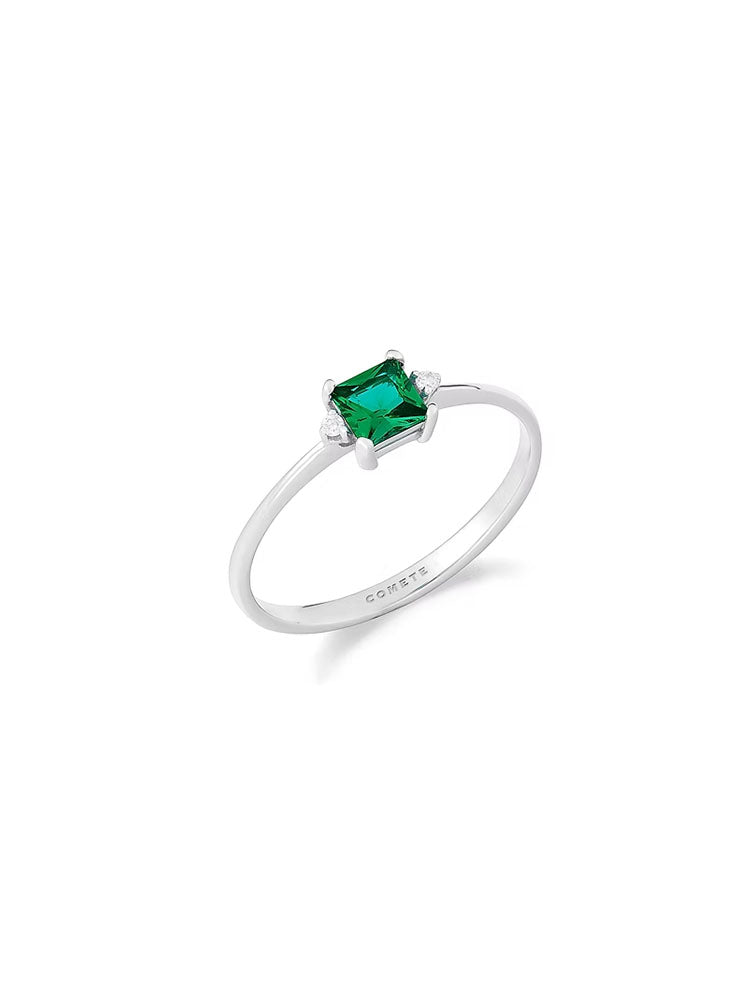 ANELLO DONNA IN ORO BIANCO CON SMERALDO E DIAMANTI COMETE GIOIELLI