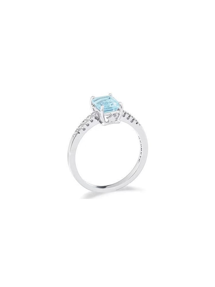 ANELLO DONNA IN ORO CON ACQUAMARINA OTTAGONALE E DIAMANTI COMETE GIOIELLI