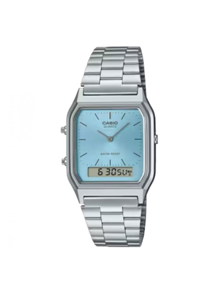 OROLOGIO UNISEX ANALOGICO E DIGITALE IN ACCIAIO CON QUADRANTE AZZURRO EDGY CASIO