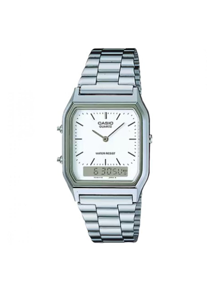 OROLOGIO UNISEX ANALOGICO E DIGITALE IN ACCIAIO CON QUADRANTE BIANCO EDGY CASIO