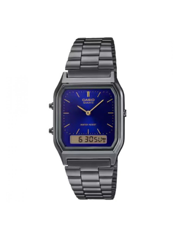 OROLOGIO UNISEX ANALOGICO E DIGITALE IN ACCIAIO NERO E QUADRANTE BLU EDGY CASIO