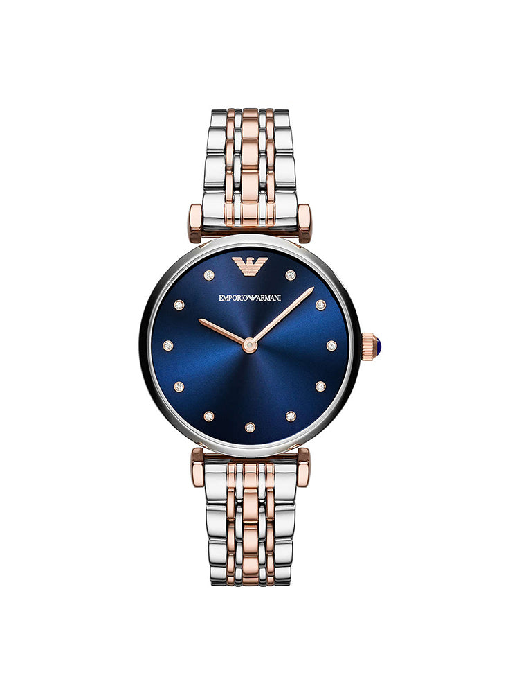 OROLOGIO DONNA SOLO TEMPO BICOLORE GIANNI T-BAR  SILVER/ROSATO EMPORIO ARMANI