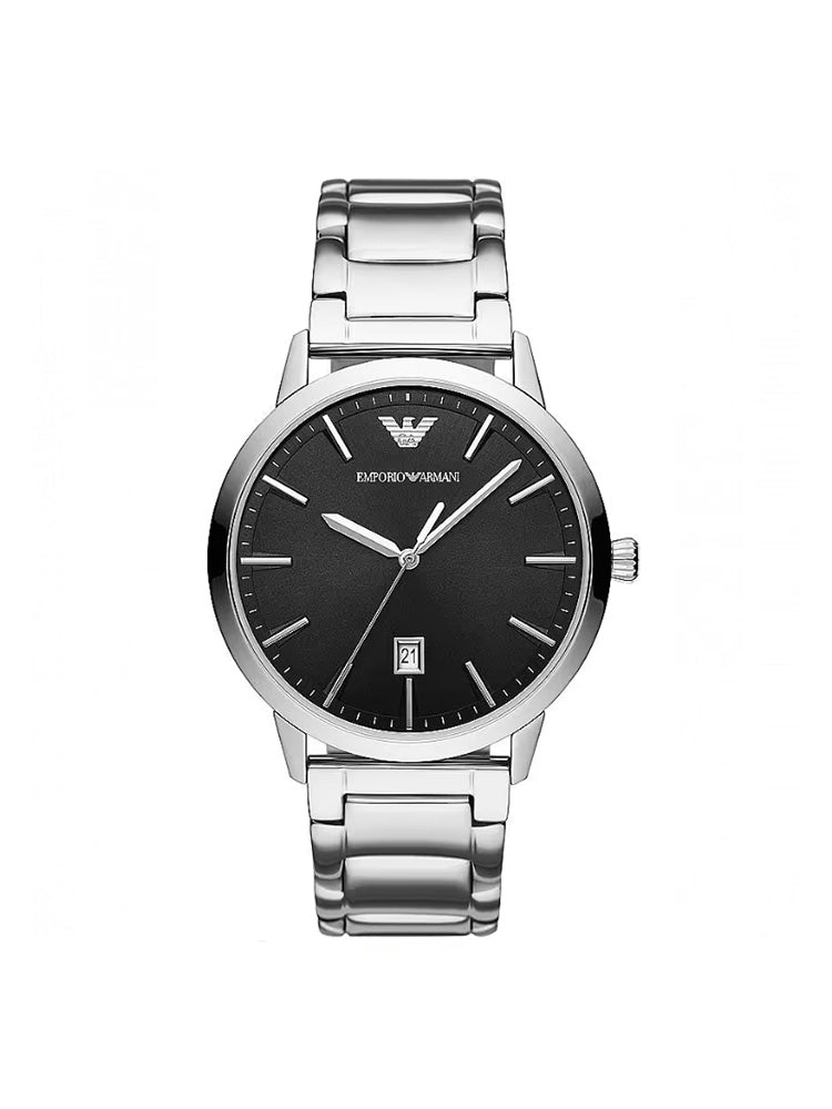 OROLOGIO UOMO SOLO TEMPO IN ACCIAIO E QUADRANTE NERO EMPORIO ARMANI