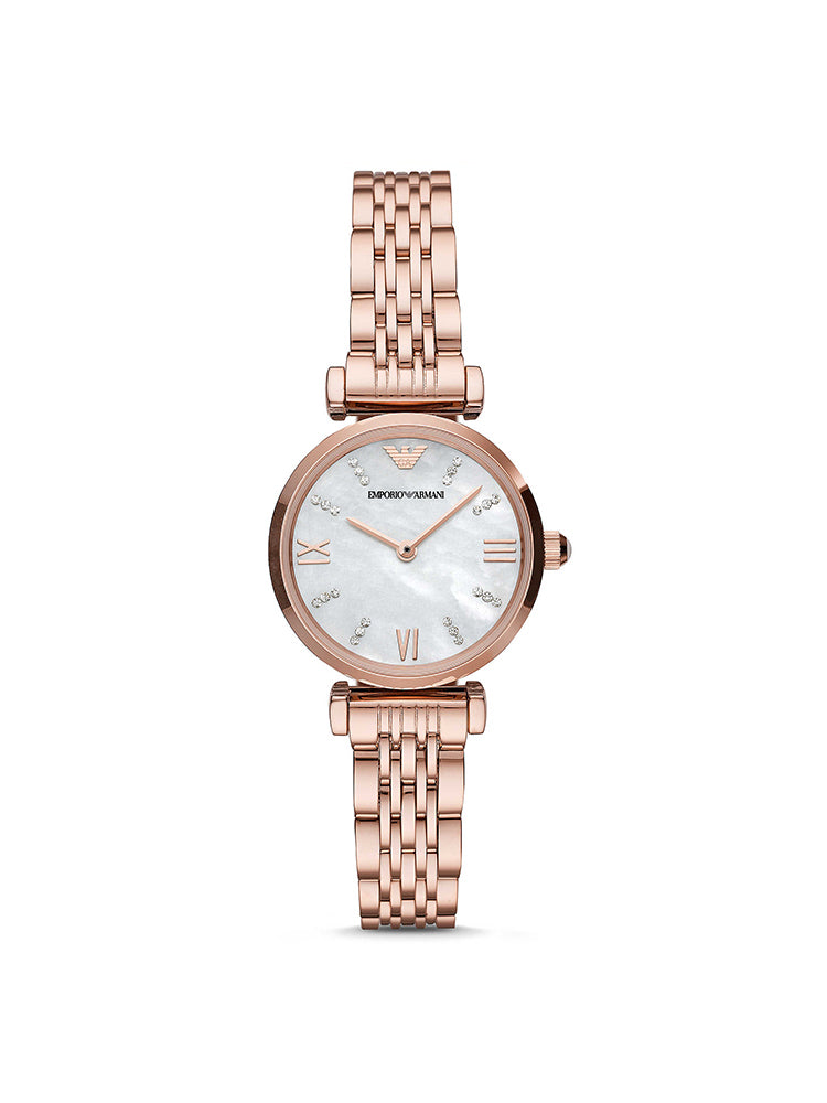OROLOGIO DONNA SOLO TEMPO IN ACCIAIO COLOR ORO ROSA E CRISTALLI EMPORIO ARMANI