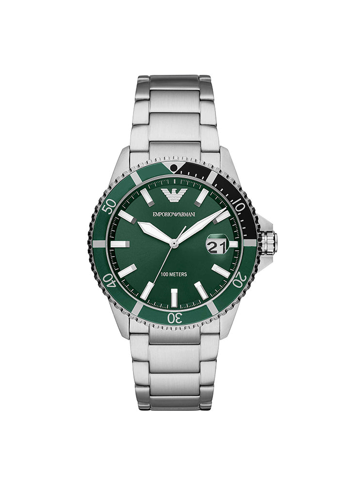 OROLOGIO UOMO SOLO TEMPO IN ACCIAIO CON QUADRANTE VERDE EMPORIO ARMANI