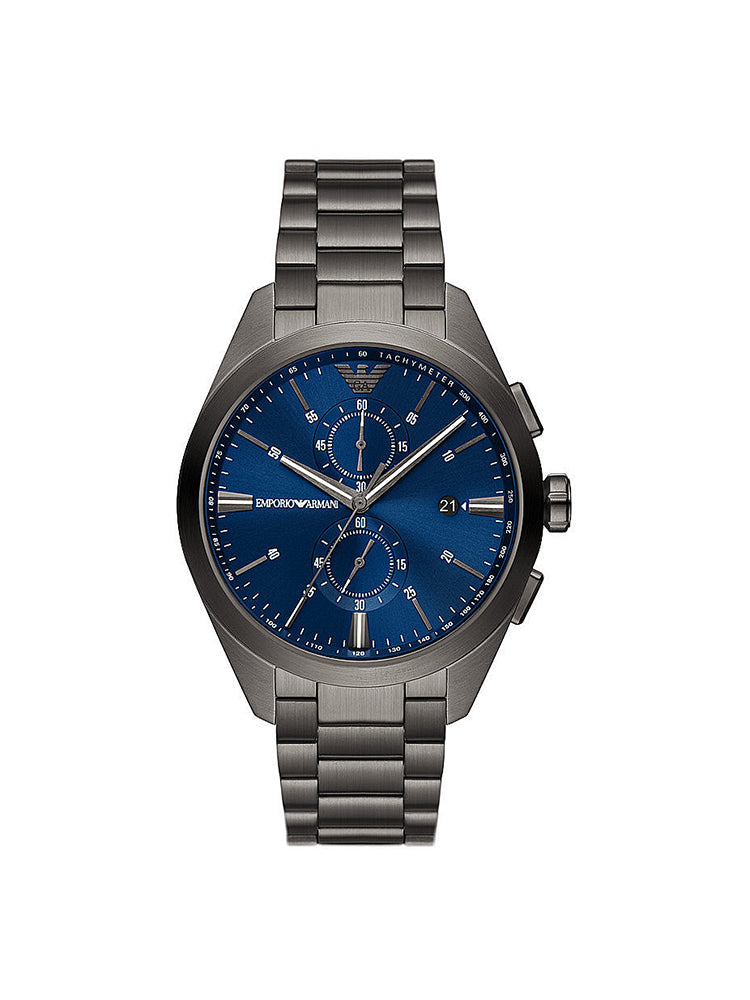 OROLOGIO UOMO CRONOGRAFO ACCIAIO BRUNITO CON QUADRANTE BLU EMPORIO ARMANI