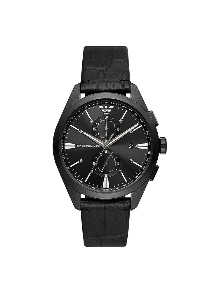 OROLOGIO UOMO CRONOGRAFO NERO CON CINTURINO IN PELLE EMPORIO ARMANI