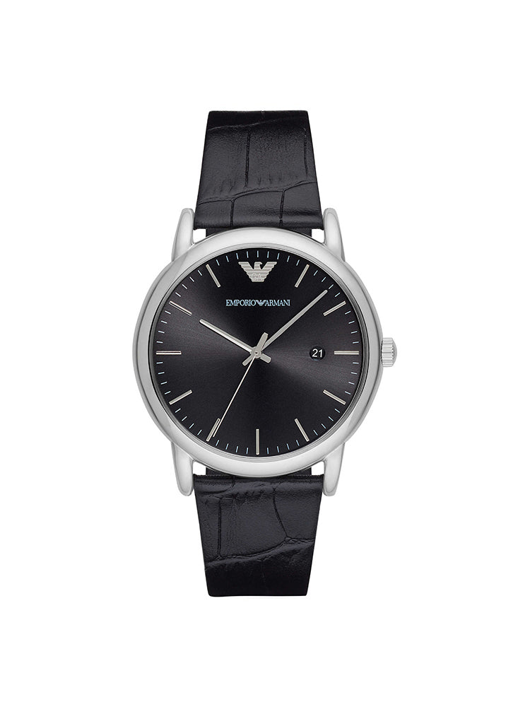 OROLOGIO UOMO SOLO TEMPO LUIGI IN PELLE NERA EMPORIO ARMANI