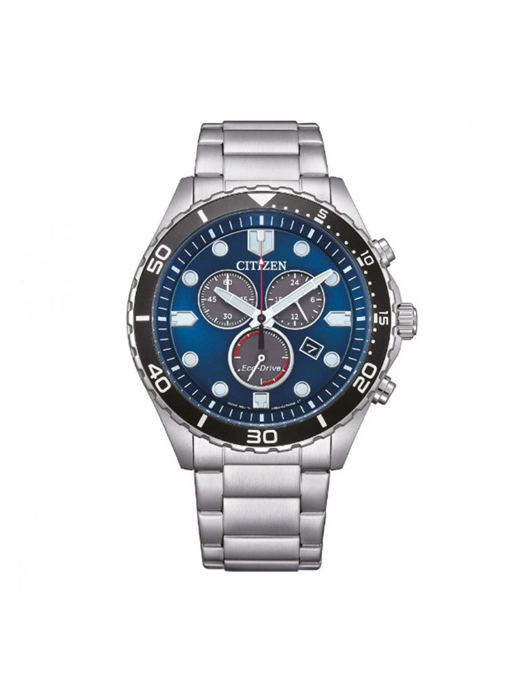 OROLOGIO UOMO CRONOGRAFO IN ACCIAIO SPORT CON QUADRANTE BLU CITIZEN